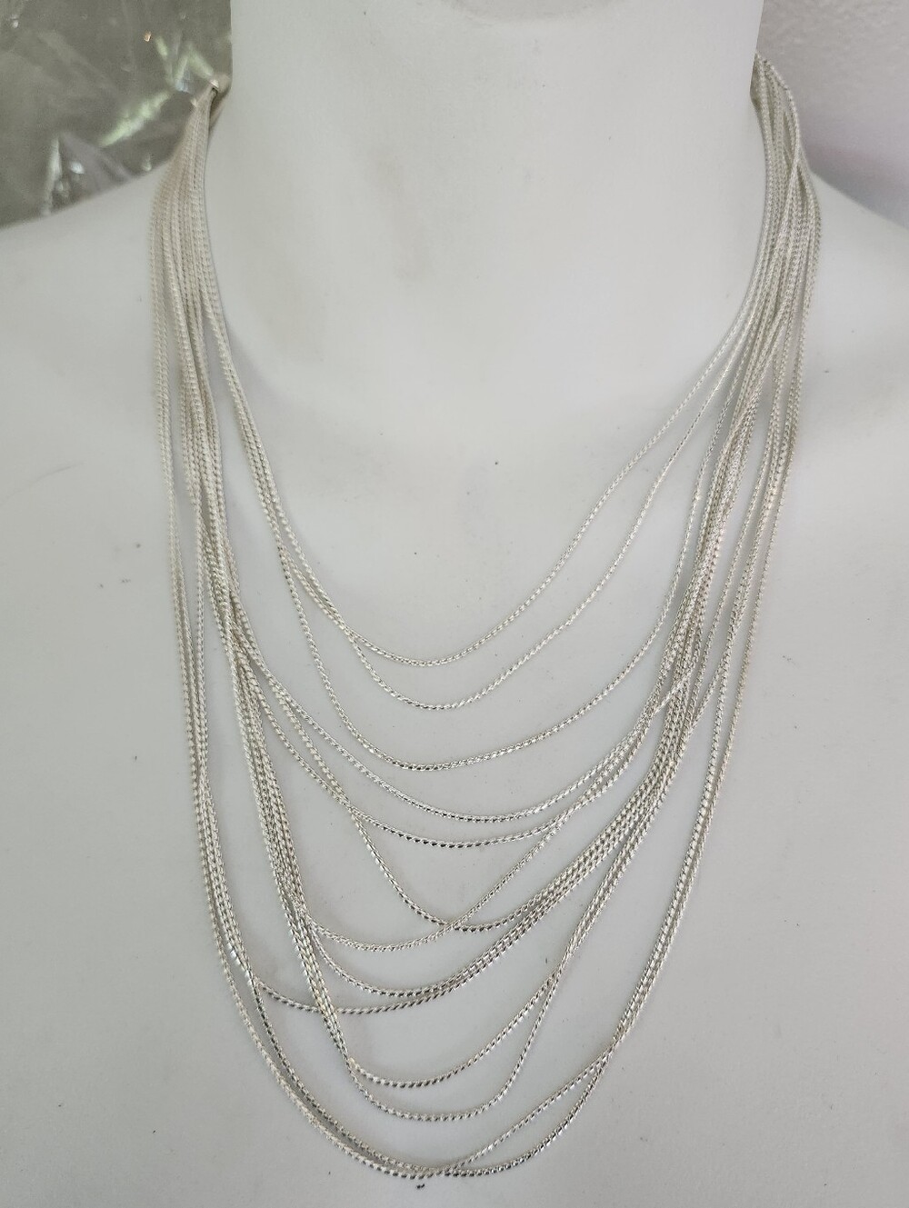 Multi-Layer Silver Necklace - 14 - 17 Inches
